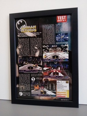 Rare Batman Returns Sega Mega CD Werbeblatt Poster Gerahmt Ad Page Framed Flyer 