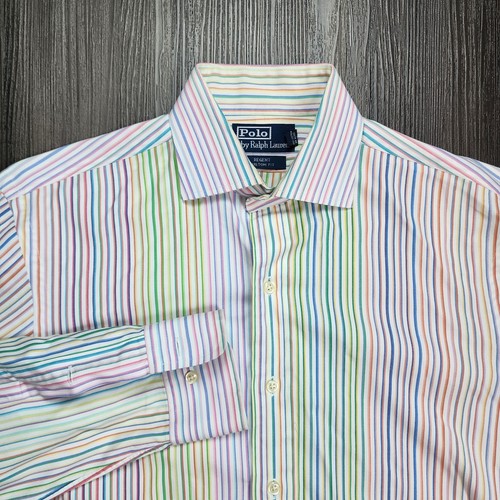 Vintage Polo Ralph Lauren Hemd Herren 15 1/2 Mehrfarbig Gestreift Regent Classic