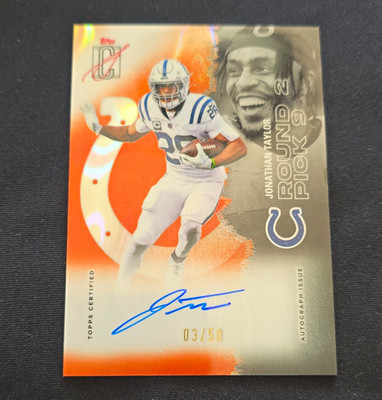 Topps 2025 Signature Class Jonathan Taylor Colts Round 2 Pick 9 Auto /50 #25