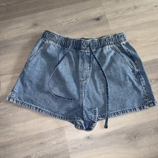 ASOS Design Blue Paper Bag Waist Denim Shorts, Size 12