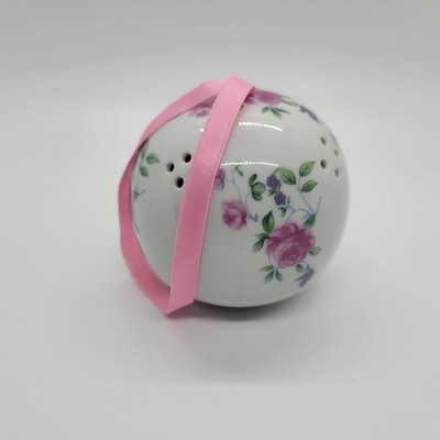Vintage Ceramic Pomander Ball Andre Richard Pink Floral Refillable Made In Japan