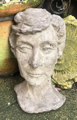 Skulptur Vintage 70er Jahre handgeformte Betonbüste Verbundkopf Statue Modell