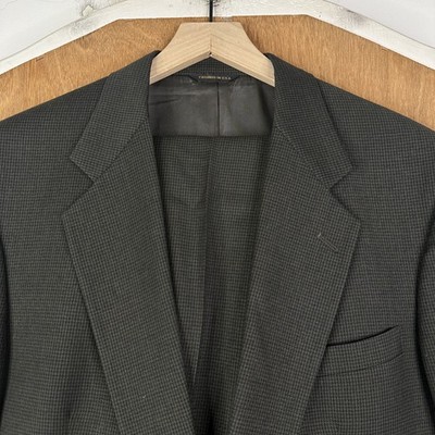 Austin Reed Suit Mens 44R Brown Houndstooth 2 Button Wool Pants 34x30 Canvased
