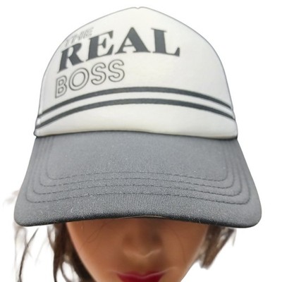 The Real Boss Hat Youth Kids Black Baseball Cap Childs Snapback Trucker Meshback