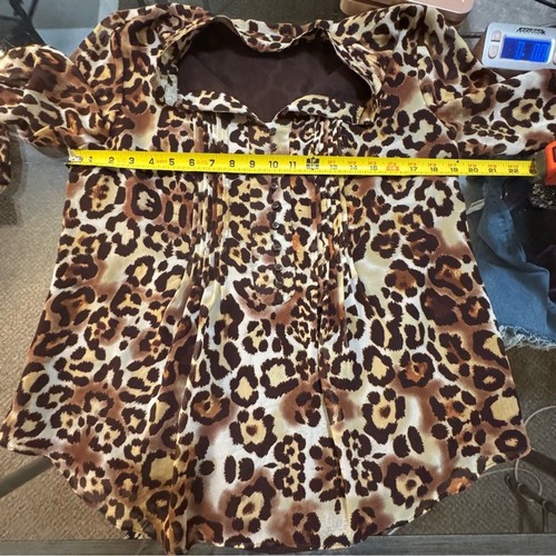 Coldwater Creek Animal Print Blouse Size 14 Mobwife Corpcore Party Sophisticated - Picture 9 of 11