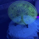 Vintage Vaseline Glass Depression Plate Horseshoe Pattern