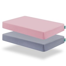 Pack and Play Sheets Fitted, 2 Fits 'n / Playard, Grey Pink