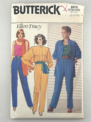 Butterick 6979 Ellen Tracy Misses Shirt Top Pants Sash Pattern Uncut 8-12