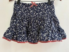 Mini Boden Kids Girls Allover Floral Tiered Ruffle Corduroy Pull On Skirt Navy M