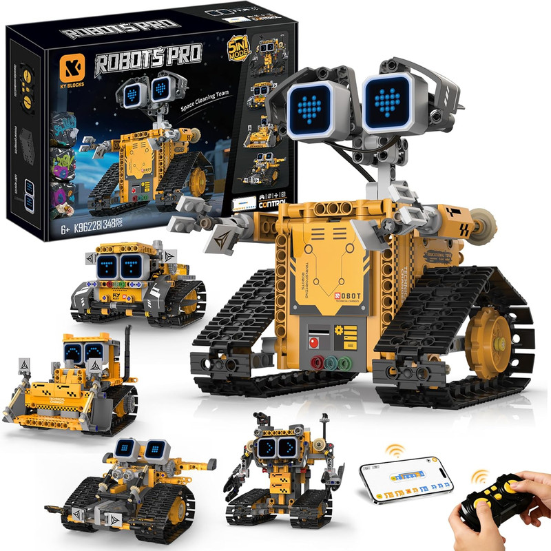 5-In-1 Smart Robot Building Kit for Kids 6-12, Build & Code Your Own Robot World