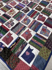 Vintage Handmade Cat Appliqu Quilt Lap Size Or Wall 50 x43 Scraps