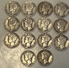 14 SilverMercury Dimes .90 %  Better Grade Full Dates Equals 1 Oz Silver $100 +