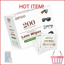 200 Count Lens Wipes for Eyeglasses, Eye Glasses Cleaner Wipes Pre-moistened Ind
