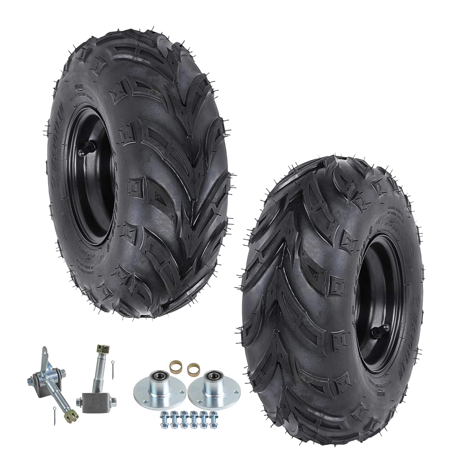 2 Packs 145/70-6 ATV Tires Rims Go Kart Mini Bike Lawn 17mm 3 Stud