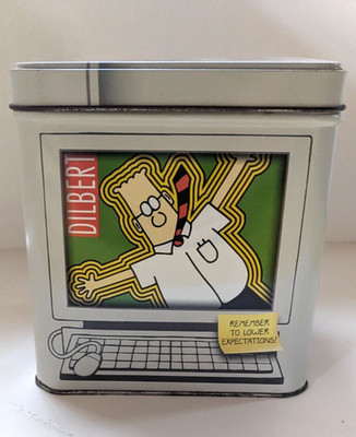 Dilbert Comic Series Empty Tin Cookie Box Computer Screen 1998 Vintage