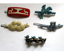 Vintage Children's Barrettes Hair Clips - Animals