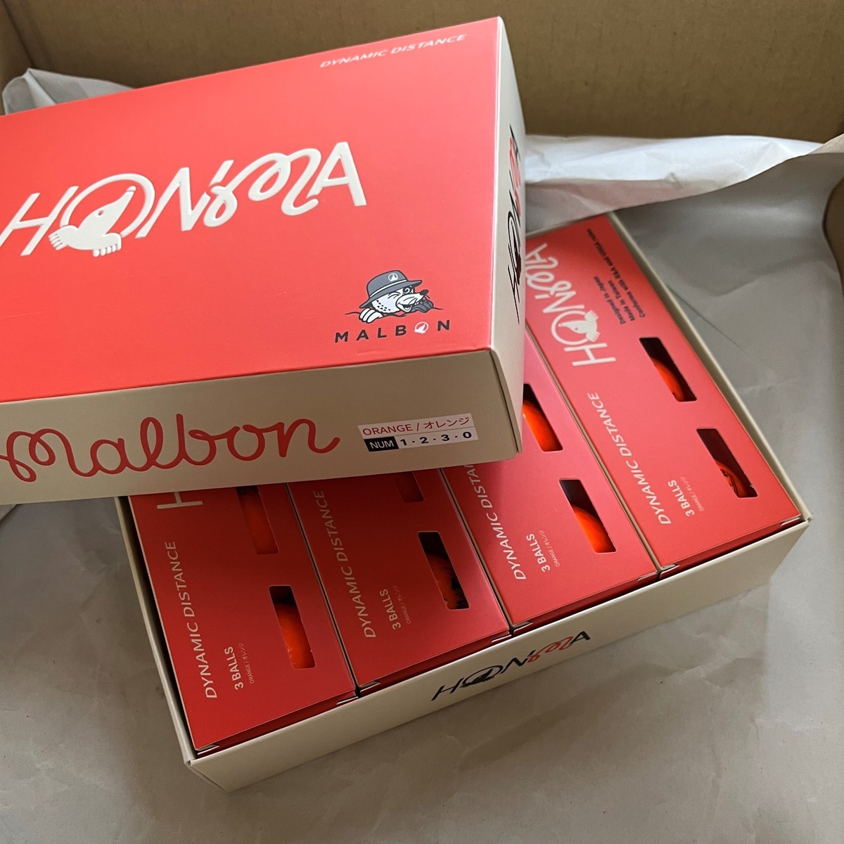 MALBON × HONMA Dynamic Distance Golf Balls Orange Color Limited
