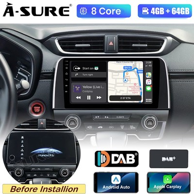 DAB+ 4+64G Android 14 Autoradio Apple Carplay GPS Navi Für HONDA CRV 5 2017-2021