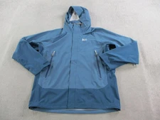 REI Co-op Jacket Mens XL Blue E1 Elements Hooded Rain Shell Waterproof