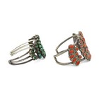 Southwest Sterling Turquoise Red Coral Petit Point 5.5-6" Cuff Lot of 2 #S5634-3 — photo 3