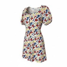 Rixo x Target Floral Print Linen Blend Mini Dress Size 4 Puff Sleeve Bloomcore