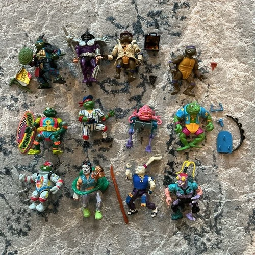 Vintage Teenage Mutant Ninja Turtles TMNT Action Figures and Accessories Lot