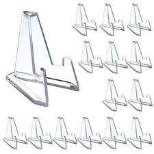 Hipiwe 15 Packs Acrylic Easel Stands Clear Mini Coin Display Medium, 