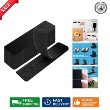 Heavy-Duty Hook and Loop Tape - 16 Sets of 1 in x 4 in Adhesive Strips in Black