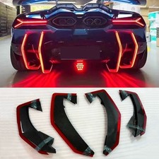 For Lamborghini Revuelto 2024-2026 Led Carbon Fiber Rear Bumper Lip Fins Canards