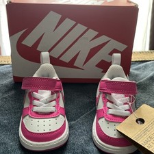 Nike Court Borough Low Recraft Baby/Toddler Shoes White/Laser Fuchsia Size 2C