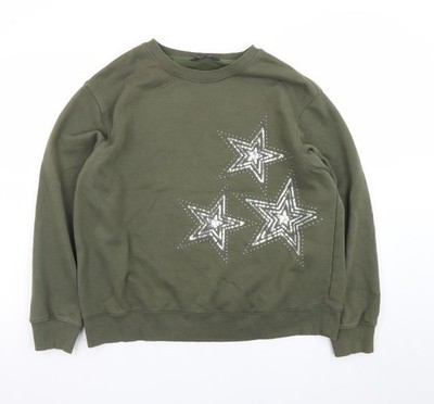 Marks and Spencer Damen grün Pailletten Sterne Sweatshirt Größe 12
