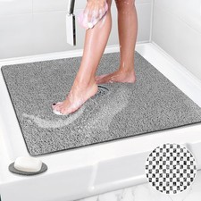 Shower Mat Non Slip: 31x31 Inch Extra Large Square Shower Mats with Drain Hole