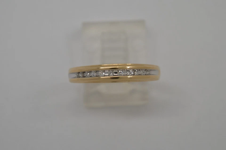 Alianza de boda de diamantes de 14K 11 diamantes de oro amarillo de 14K de 0,22 quilates de 3,5 g talla: (FCO022700) Foto 2 de 4