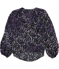 I.N.C Womens Surplice Print Pullover Blouse, Purple, Small