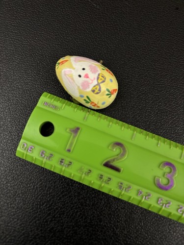 Wooden Hand Painted Bunny Egg Brooch - Picture 2 of 3
