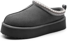 Grey Size 9.5 Women's Slippers Platform Mini Boots Faux Fur Warm