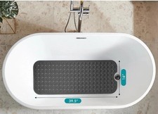Long Bathtub Mat Non-Slip 39.5  x 16  Suction Shower Mat Dark Gray TPE Material