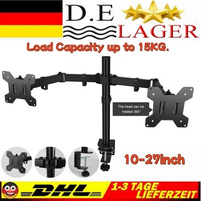  10''- 27'' Dual Monitor Schwenkarm Tisch Halterung Doppel Halter 2x 8KG