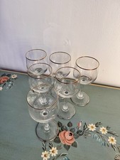 Lot of 6 German Crystal Wine Glasses, Gold Trimmed