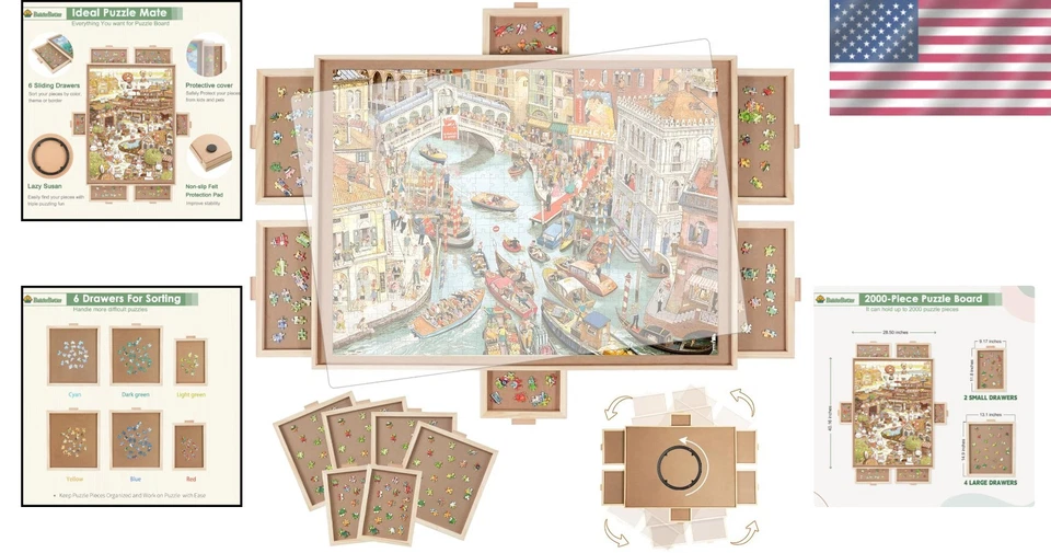 2000 件旋转拼图板带 6 个抽屉和懒惰的 Susan 保护套 — 第 2/4 张图片