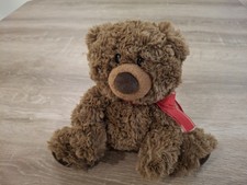 Aurora World Brown Teddy Bear Plush with Red Ribbon