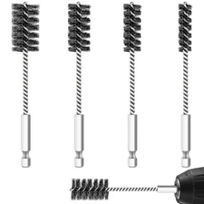 Hicarer 4 Pcs Stainless Steel Wire Brush for Drill Bore Brush Set with Hex Shank