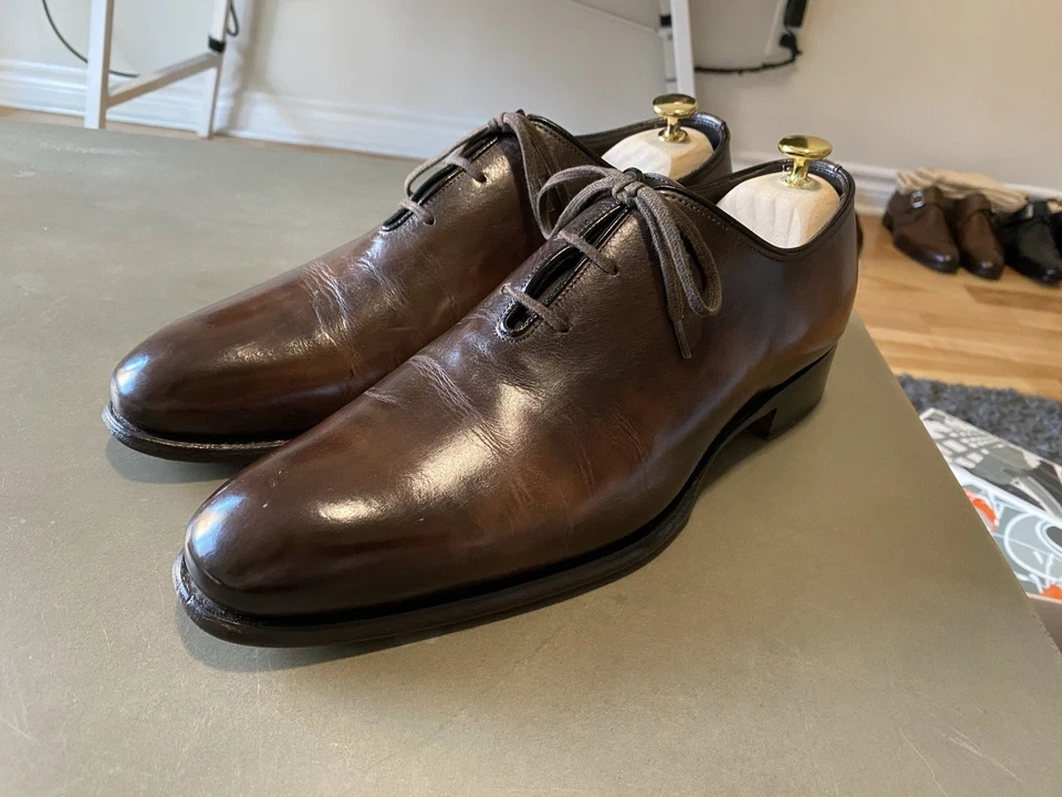 ✨ Oxfords Santoni Wholecut - pátina marrón aplicada a mano - Reino Unido 9 (se adapta a EE. UU. 10) Foto 3 de 4