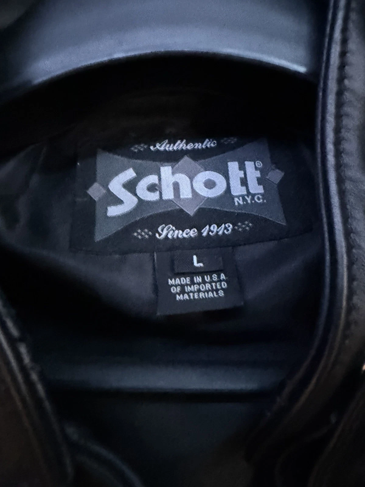 Schott 654 Men’s Leather Jacket Black Size L - product detail image 3