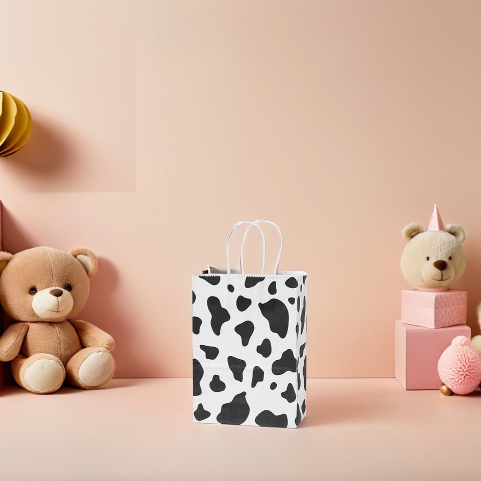 Cow Pattern Paper Gift Bags for Farm Birthday Party Supplies Multi ...