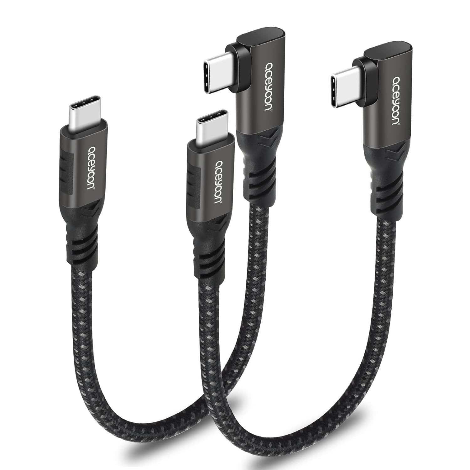 aceyoon USB C to USB C Cable Short 20CM 2 Pack, 240W USB C Charger Cable Right