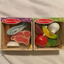 Melissa Doug Playsets Veggies Meat Wooden Food Groups Fish Steak Banana NEW