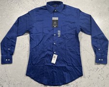 NWT Van Heusen Dress Shirt Mens 15  32/33 M Blue Fitted Stretch Wrinkle Free