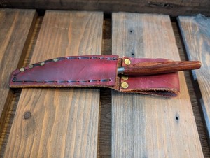 VINTAGE Red Brown Leather Knife Sheath + Mode Danish Sheffield England Knife