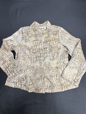Chico's Size 2 Small/4 Metallic Gold Jacket Button Front Pockets